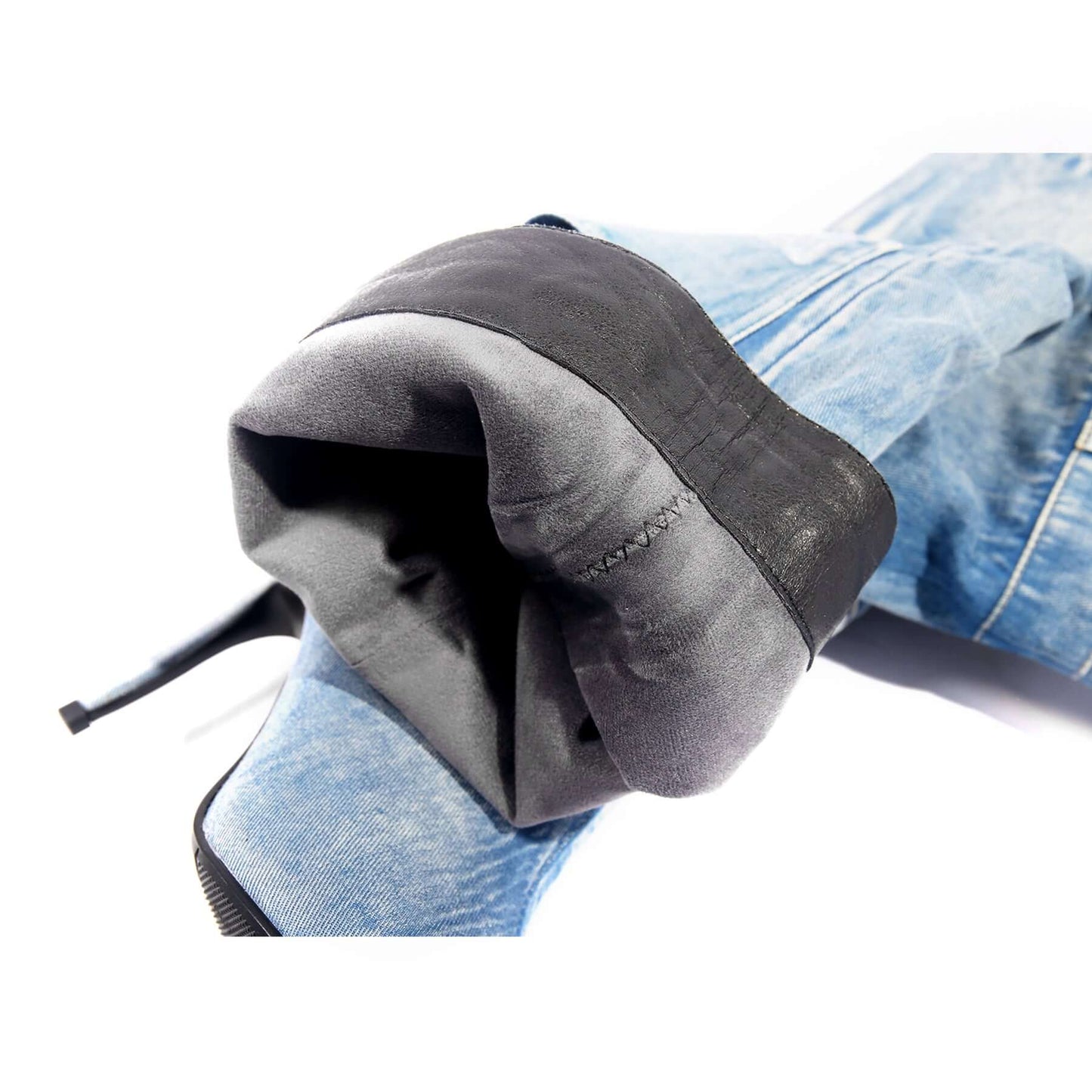 Blue Denim Boll Knee-High Boots-4