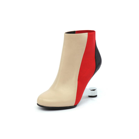 Color Block Leather Ankle Boots-1