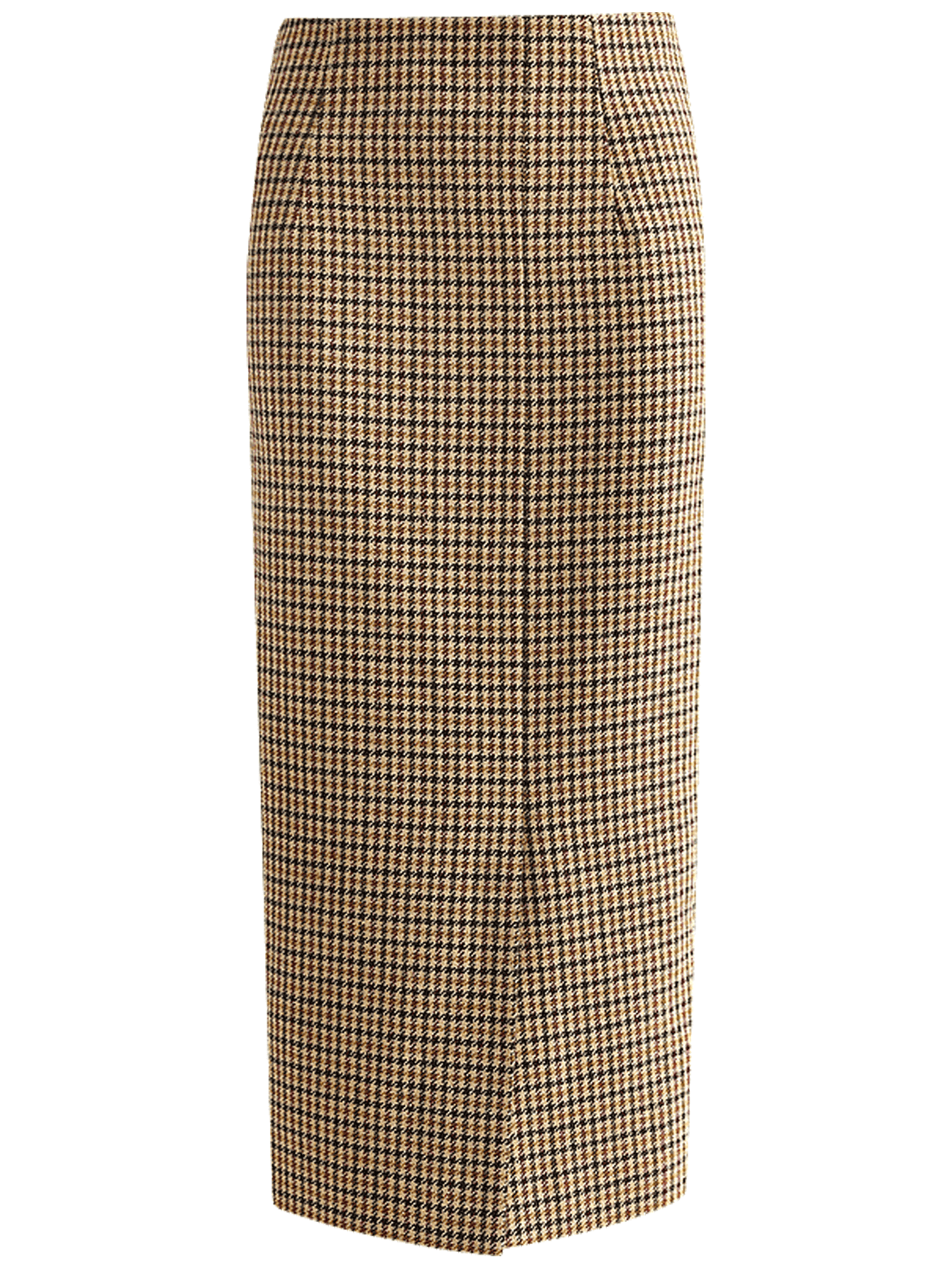 Houndstooth Brown Checkered Wool Skirt-3