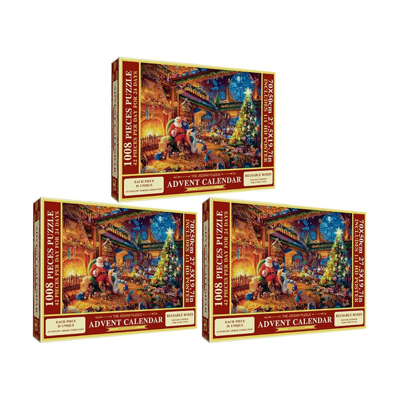 Julpussel Adventskalender – 24 Pussel i Ett Magiskt 1008-Bitars Julpussel