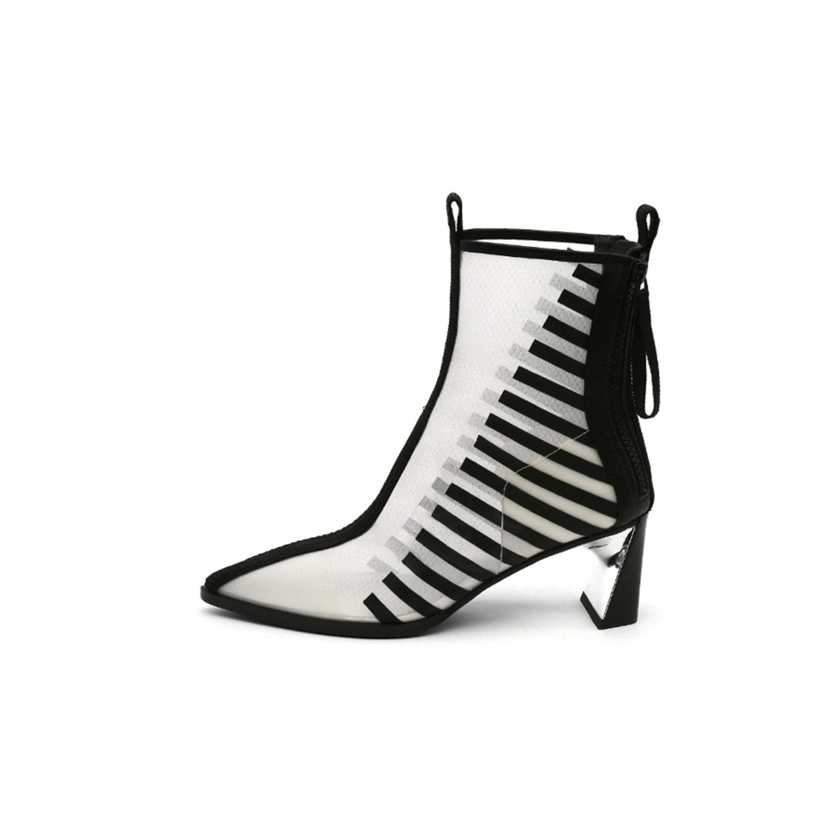 Skyline Mesh-Trimmed Leather Ankle Boots-4