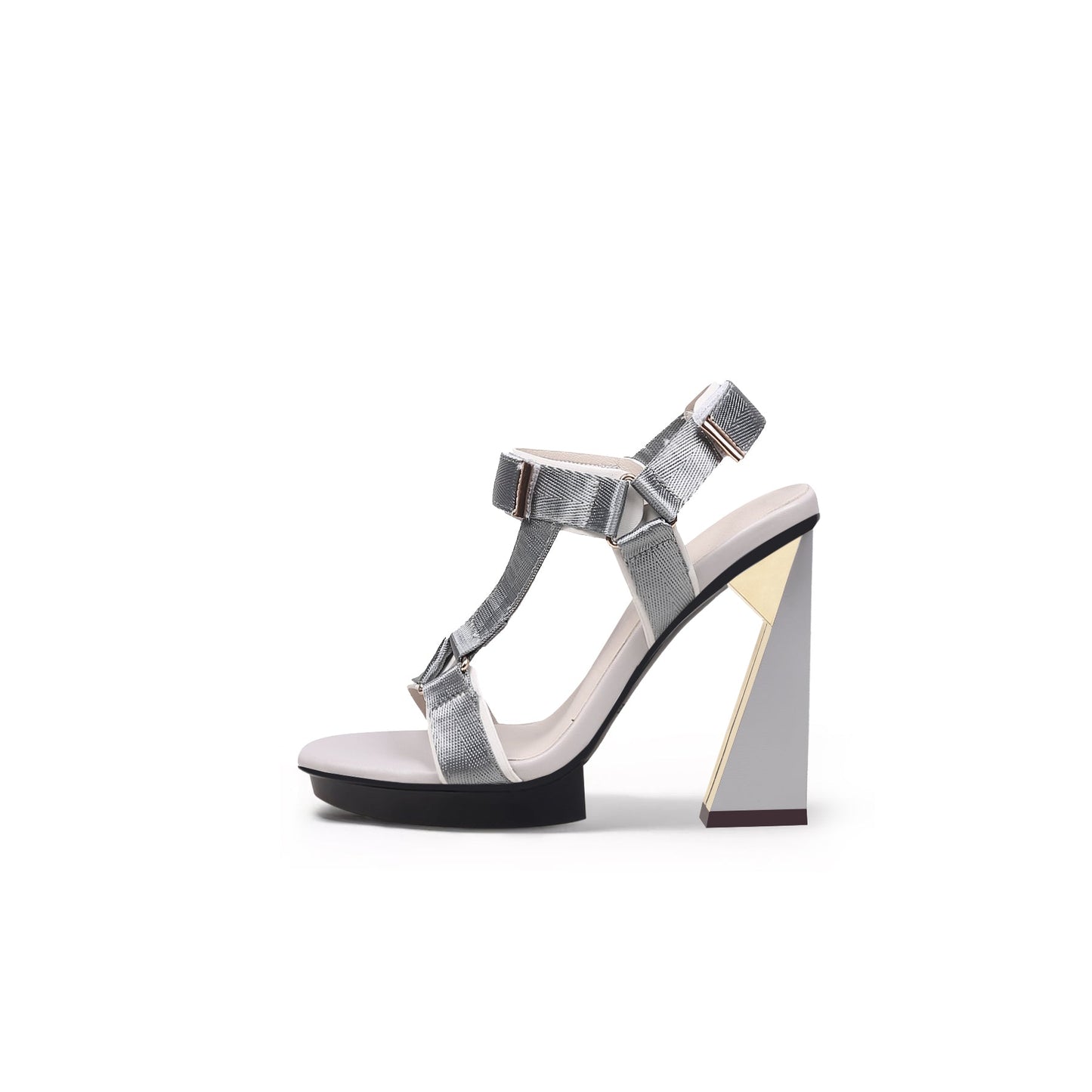 Multi-Strap Triangular Geometric Heels-6