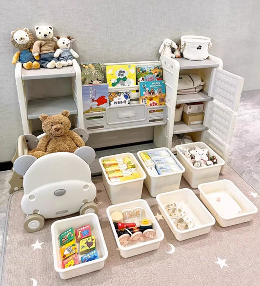 Odin Bear Ivory Bookshelf & Storage Combo Set-1