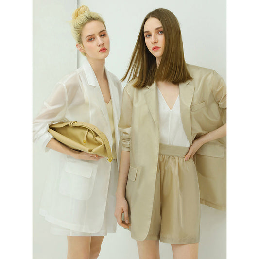 Soft High-Rise Beige Shorts-1