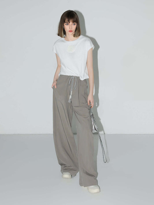 Straight Leg Drawstring Casual Lounge Pants-1