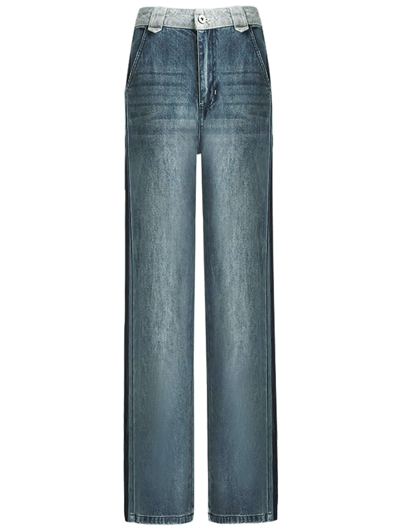 Washed Denim Flared Blue Jeans-3