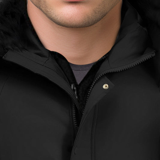 Black Large Winter Fur Hooded Thick Overcoat Jacket Stylish Lightweight Quilted Warm Puffer Coat