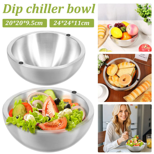 Stainless Steel Mixing Bowl with Ice Cavity