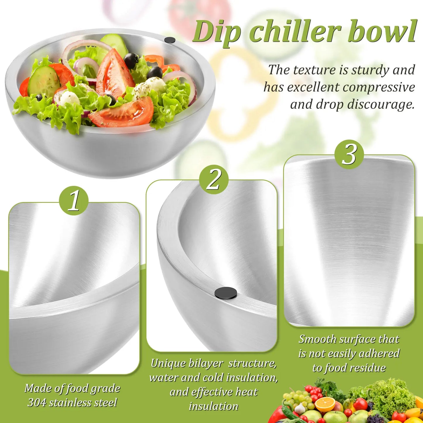Stainless Steel Mixing Bowl with Ice Cavity