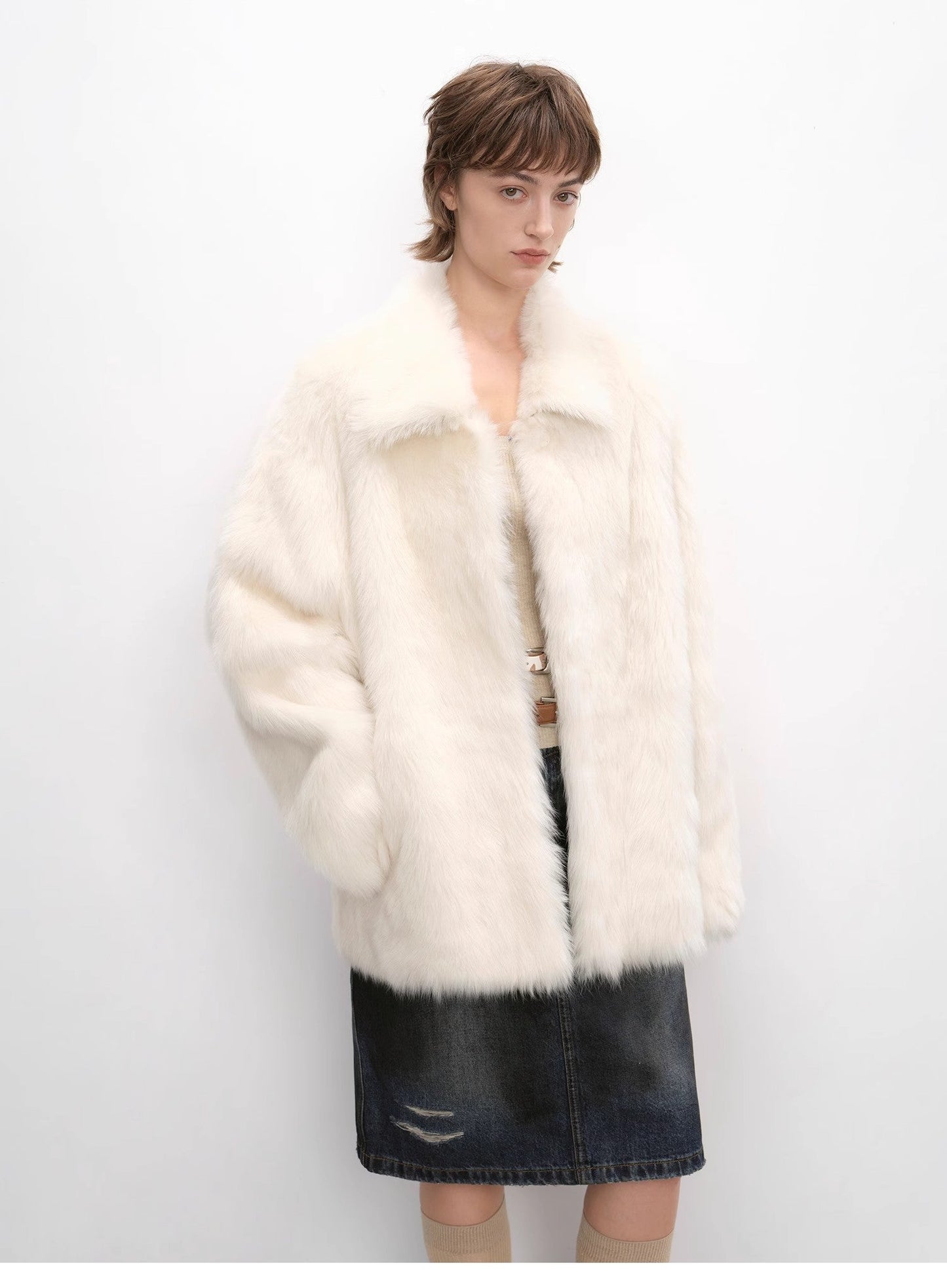"Autumn Exclusive" Imported Tuscan sheepskin short lapel fur coat
