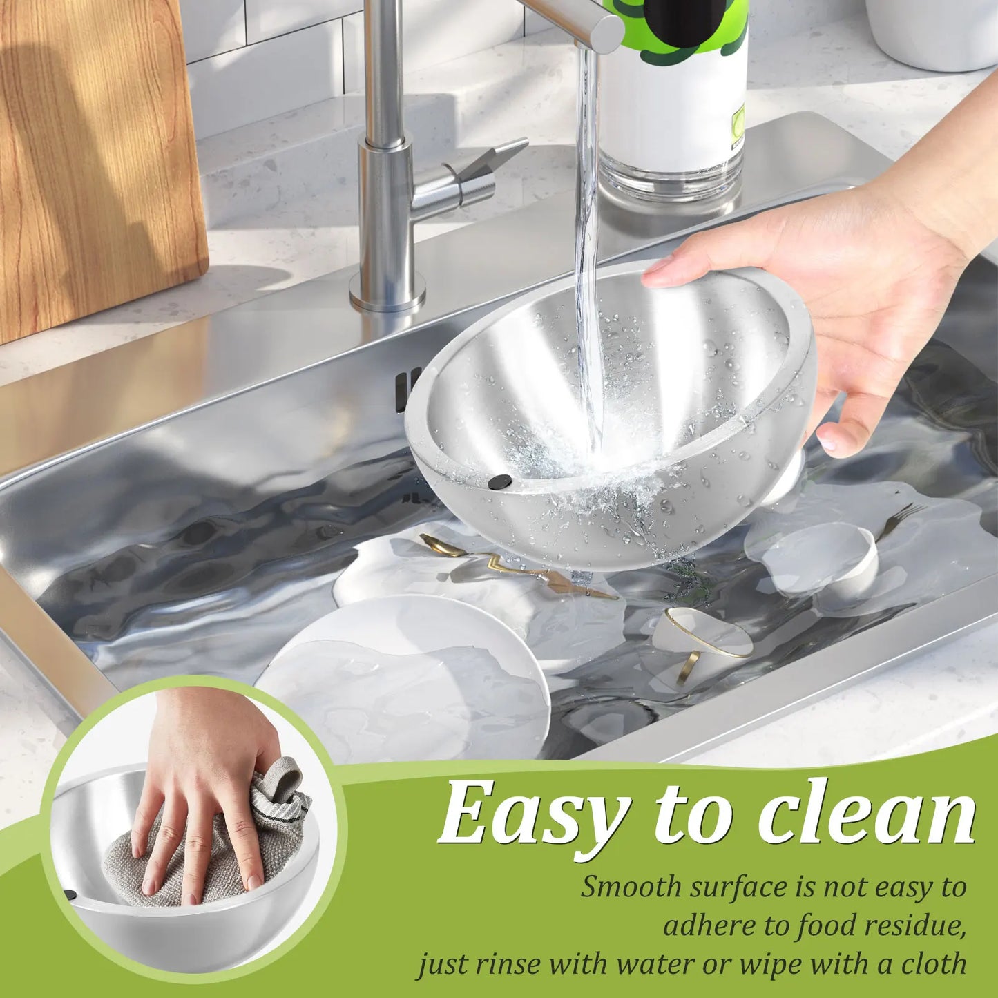 Stainless Steel Mixing Bowl with Ice Cavity