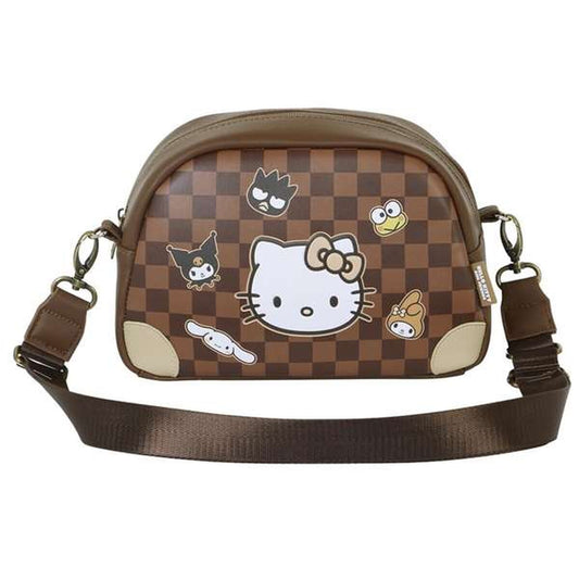 Axelväska Hello Kitty i PVC, justerbar rem, brun