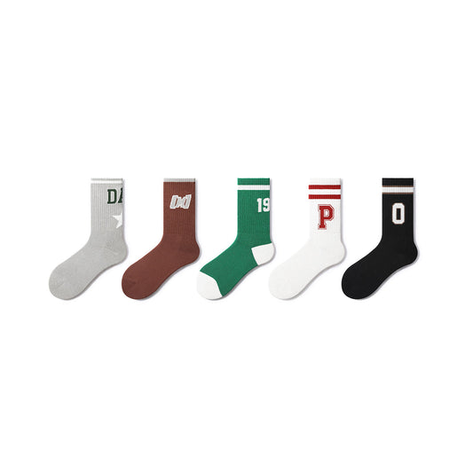 Retro Reminder All-season Unisex 5pcs Active Crew Socks Set-0