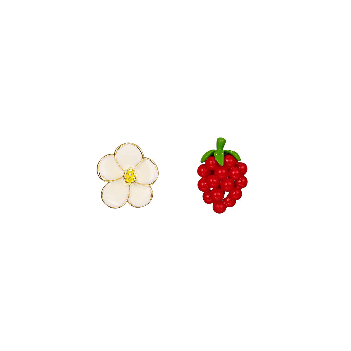 Flower Raspberry Stud Gold Earrings-0