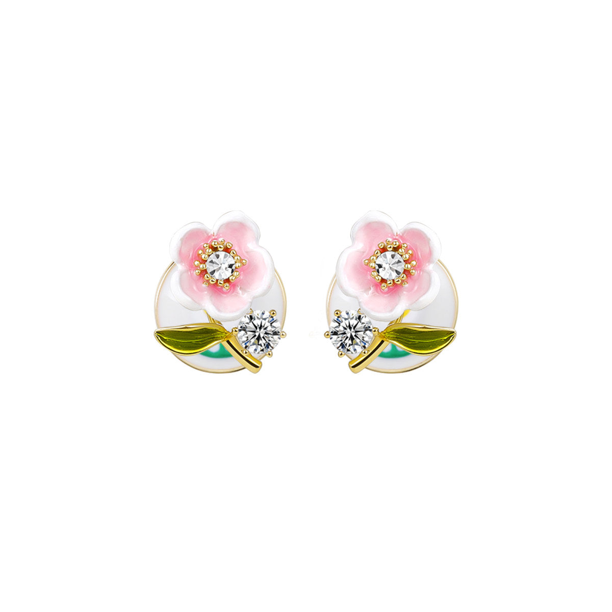 Peach Blossom Stud Pink Earrings-0