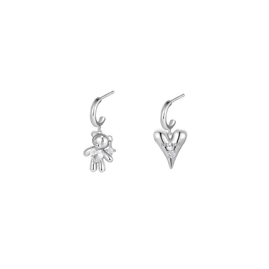 BELONG Hearty Bear Silver Earrings-0