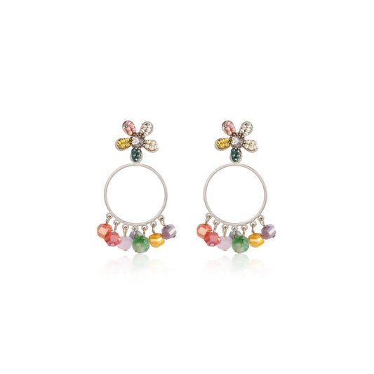 Cressida Beaded Hoop Rainbow Earrings-0
