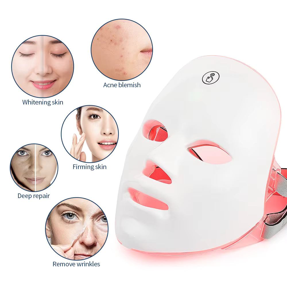 Wireless 7 Colors LED Face Beauty Mask for Skin Tighten Rejuvenation