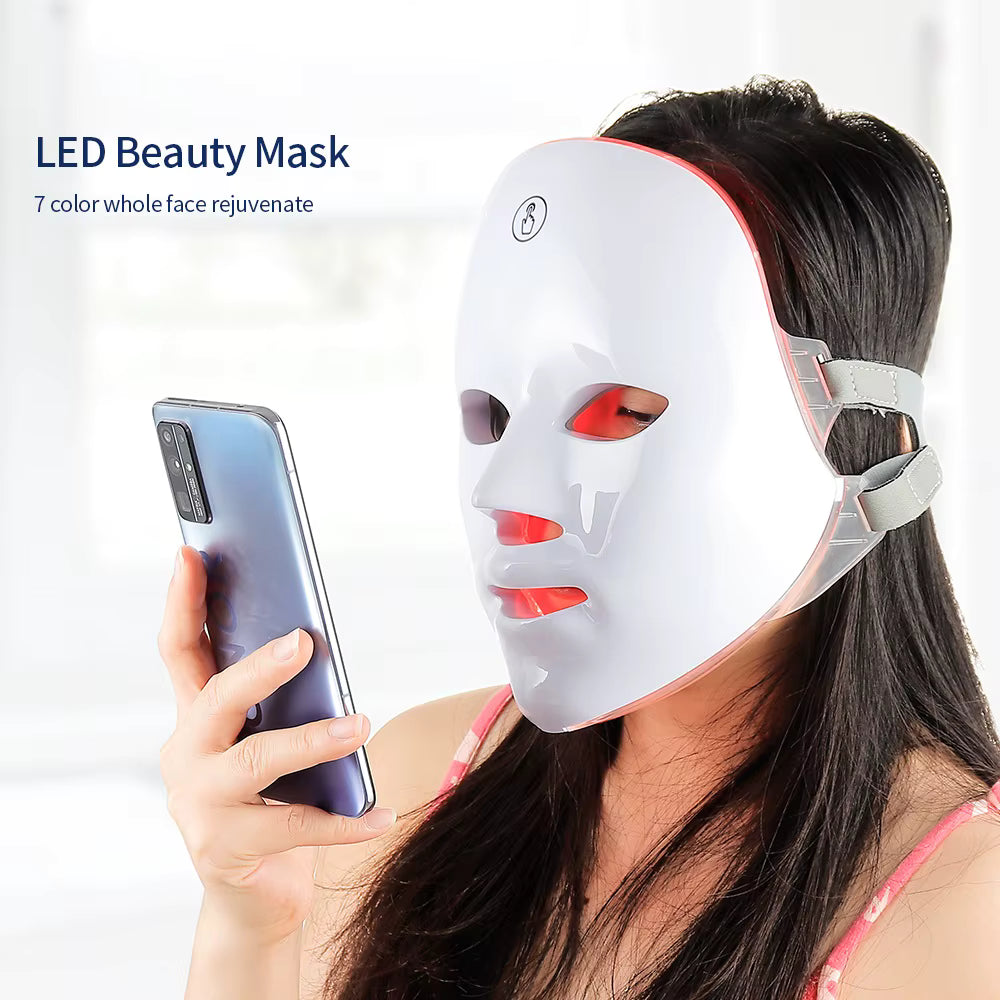 Wireless 7 Colors LED Face Beauty Mask for Skin Tighten Rejuvenation