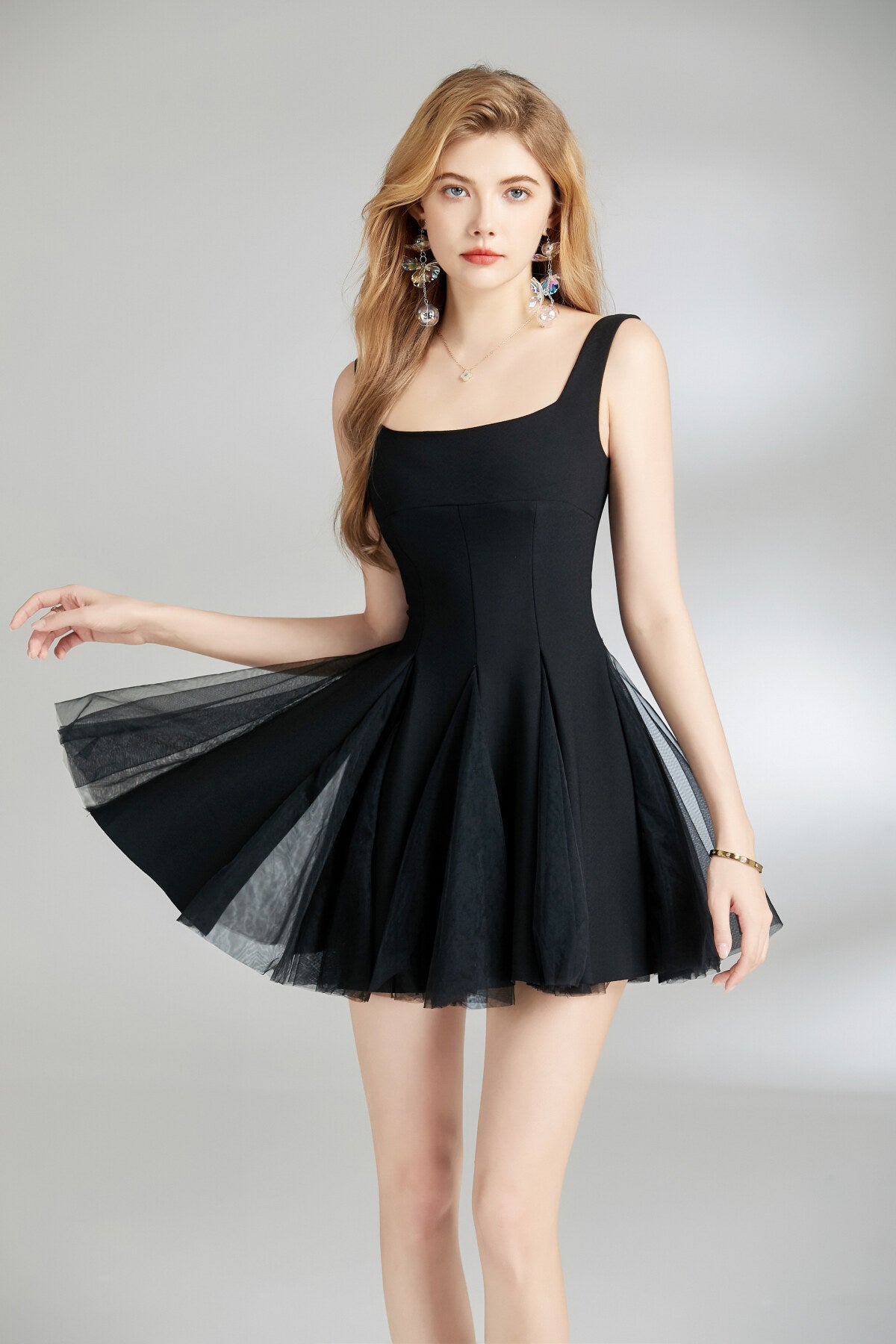 Adelina Fairy Thick Strap Pleated Maxi Dress-2