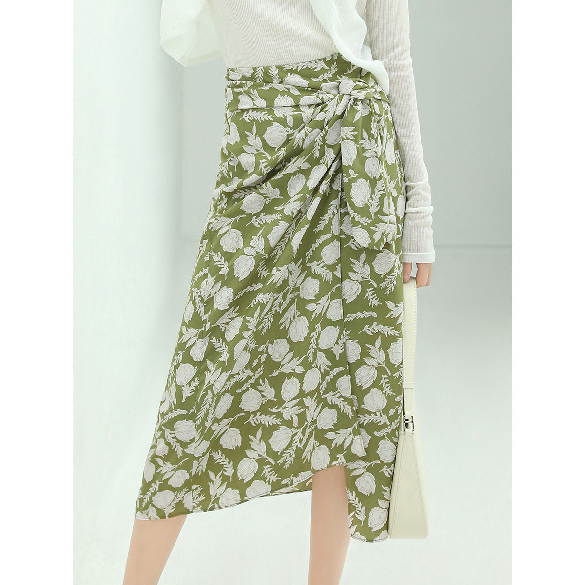 Aesthetic Side Twist Grassland Wrap Skirt-0