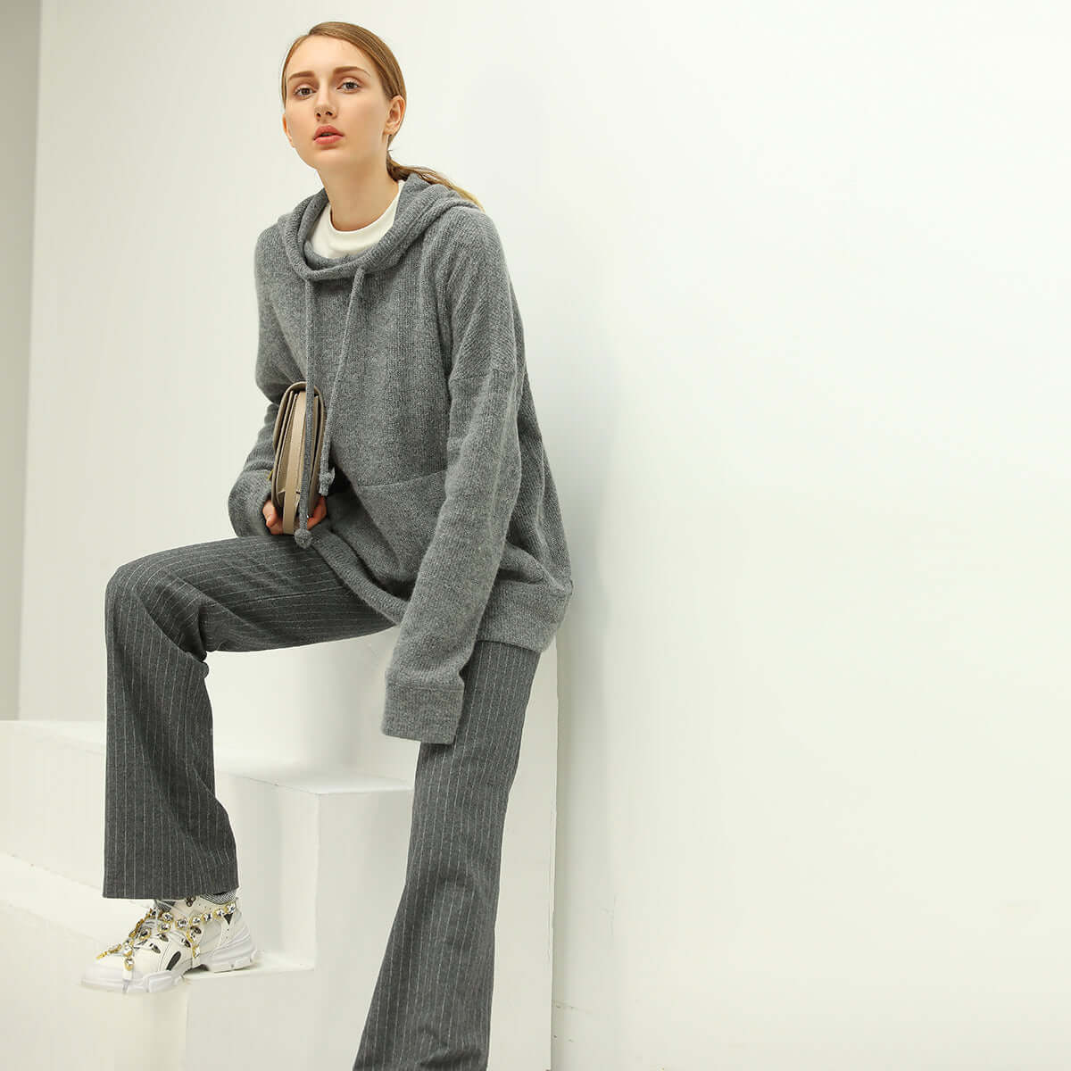 All-Around Warm Striped Grey Wool Pants-2