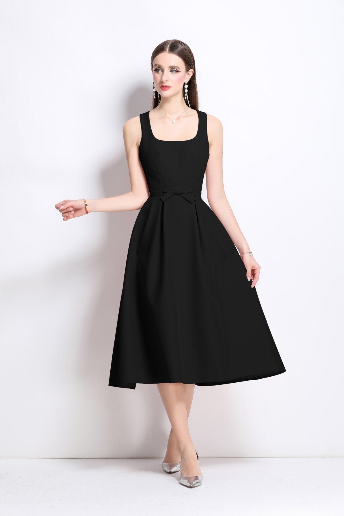 American Classic Slim Fit Waist Cinching Midi Dress-1