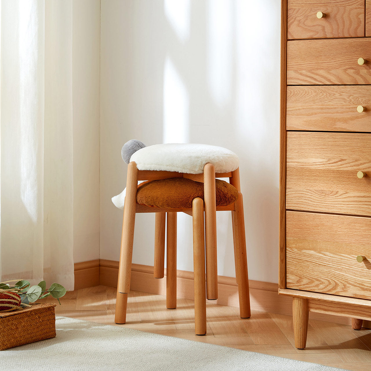 Animal Tails Creative Soft Plush Backless Stool-2