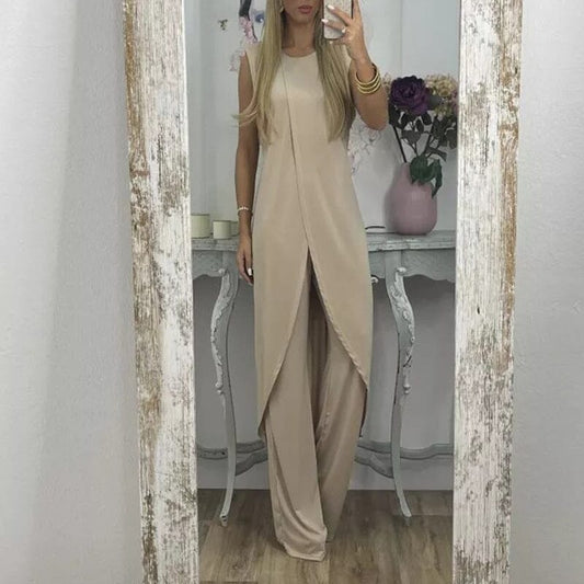 Johanna - Ärmlös rundhalsad tvådelat set för kvinnor
