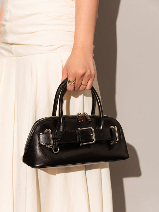 Baguette Belted Clasp Top Handle Bag-1