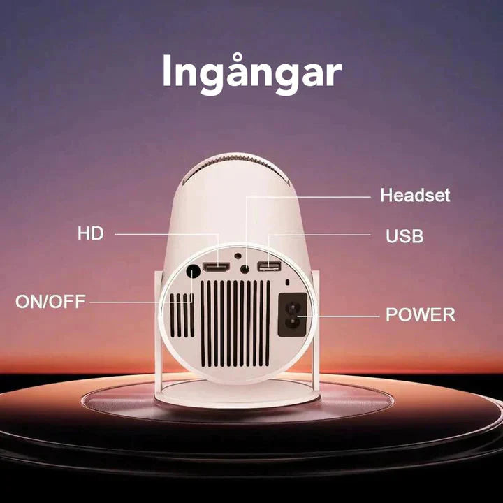 Bärbar 4k WIFI-projektor med Android 10, iOS kompatibel