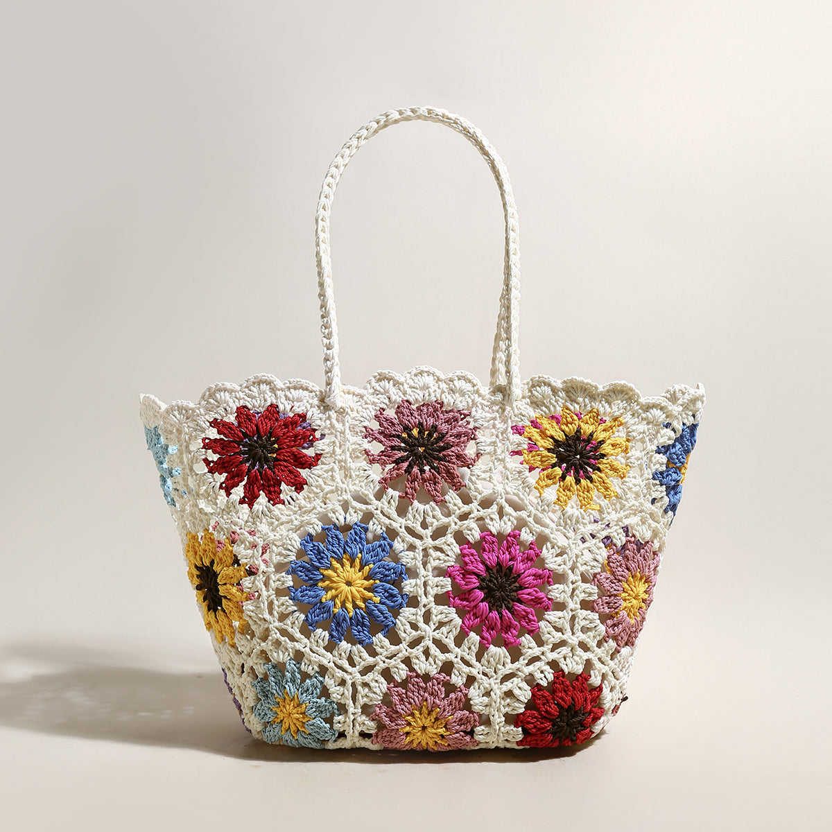Beach Floral  Crochet Tote Bag-0
