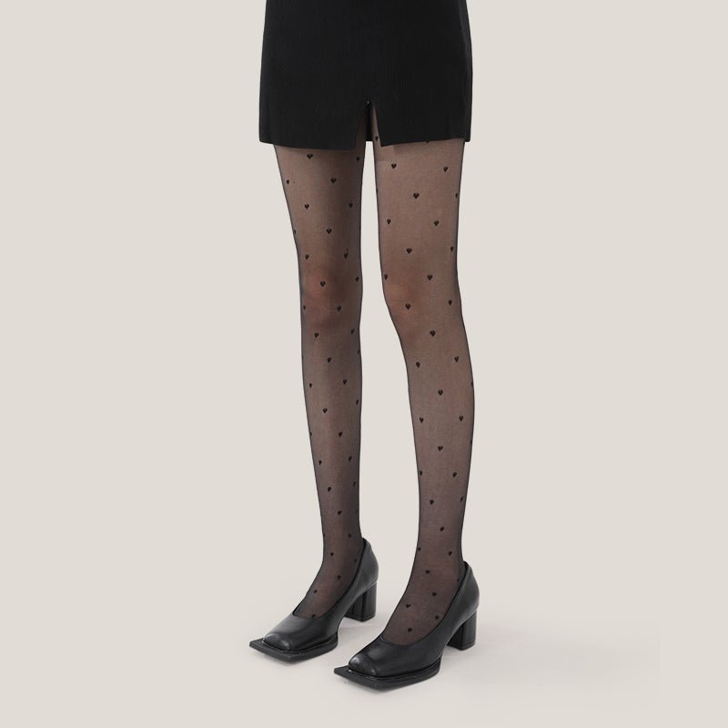 Beautiful Heart All-season Women Black Sheer Tights-0