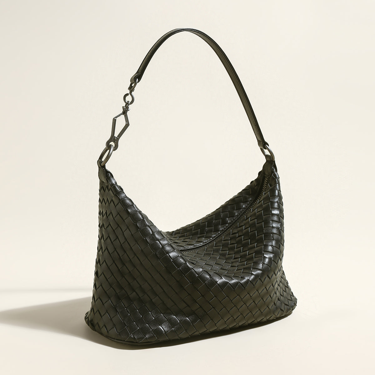 Belmont Black Slouchy Woven Shoulder Bag-1