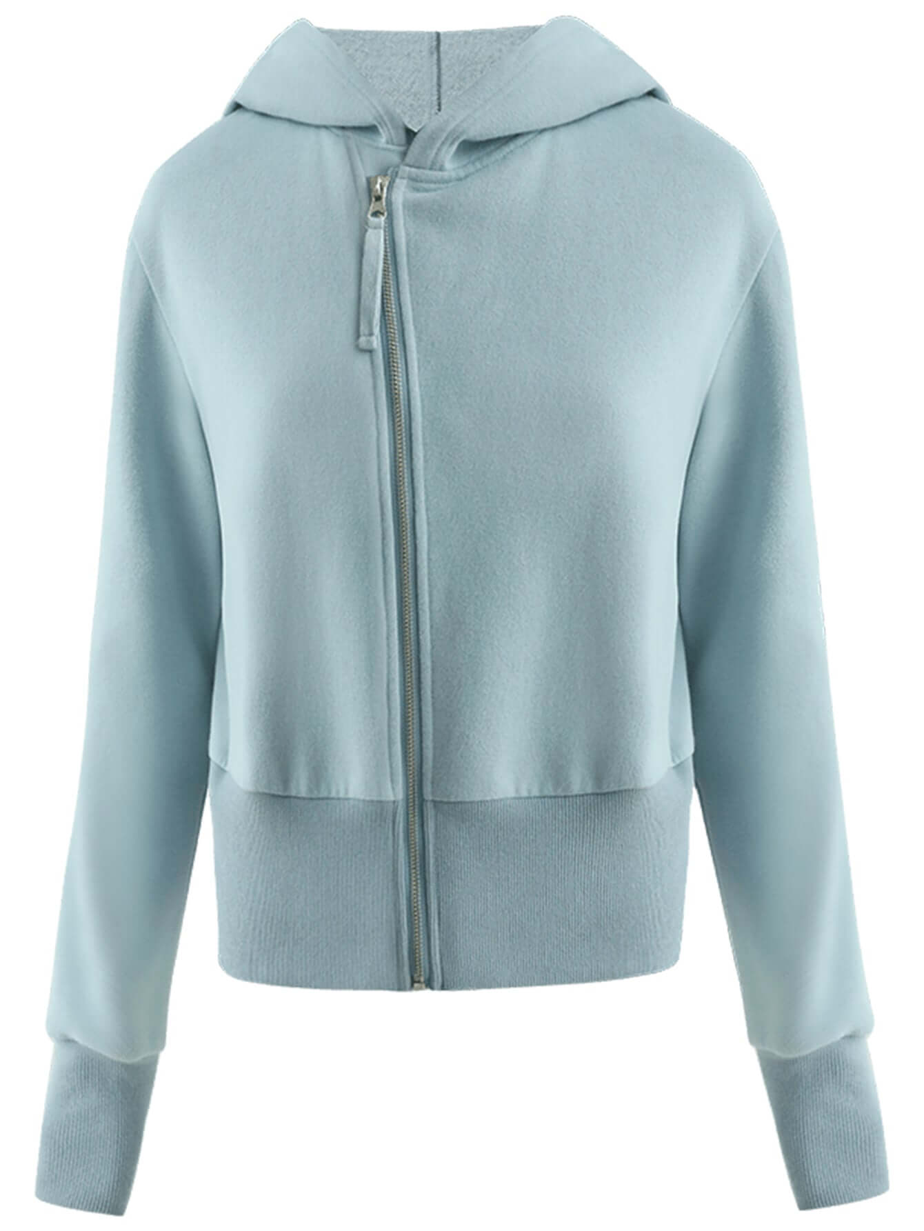 Blue Cropped Zip Through Hoodie-3