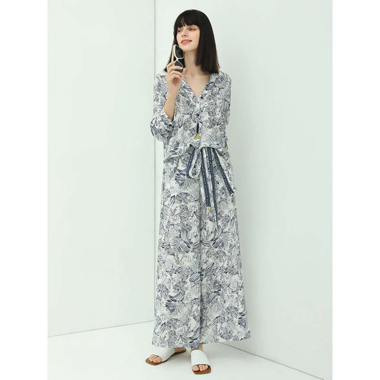 Breezy Tie Waist Wide Leg Floral Pants-1