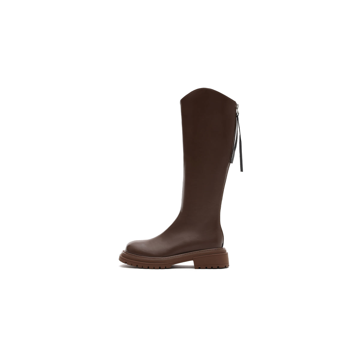 Brown Leather Knee-High Riding Boots-0