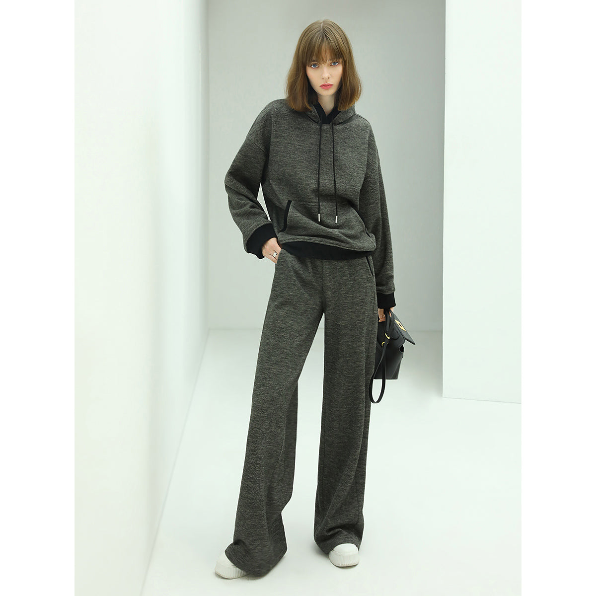 Casual Knitted Pants with Side Pockets in Charcoal-2