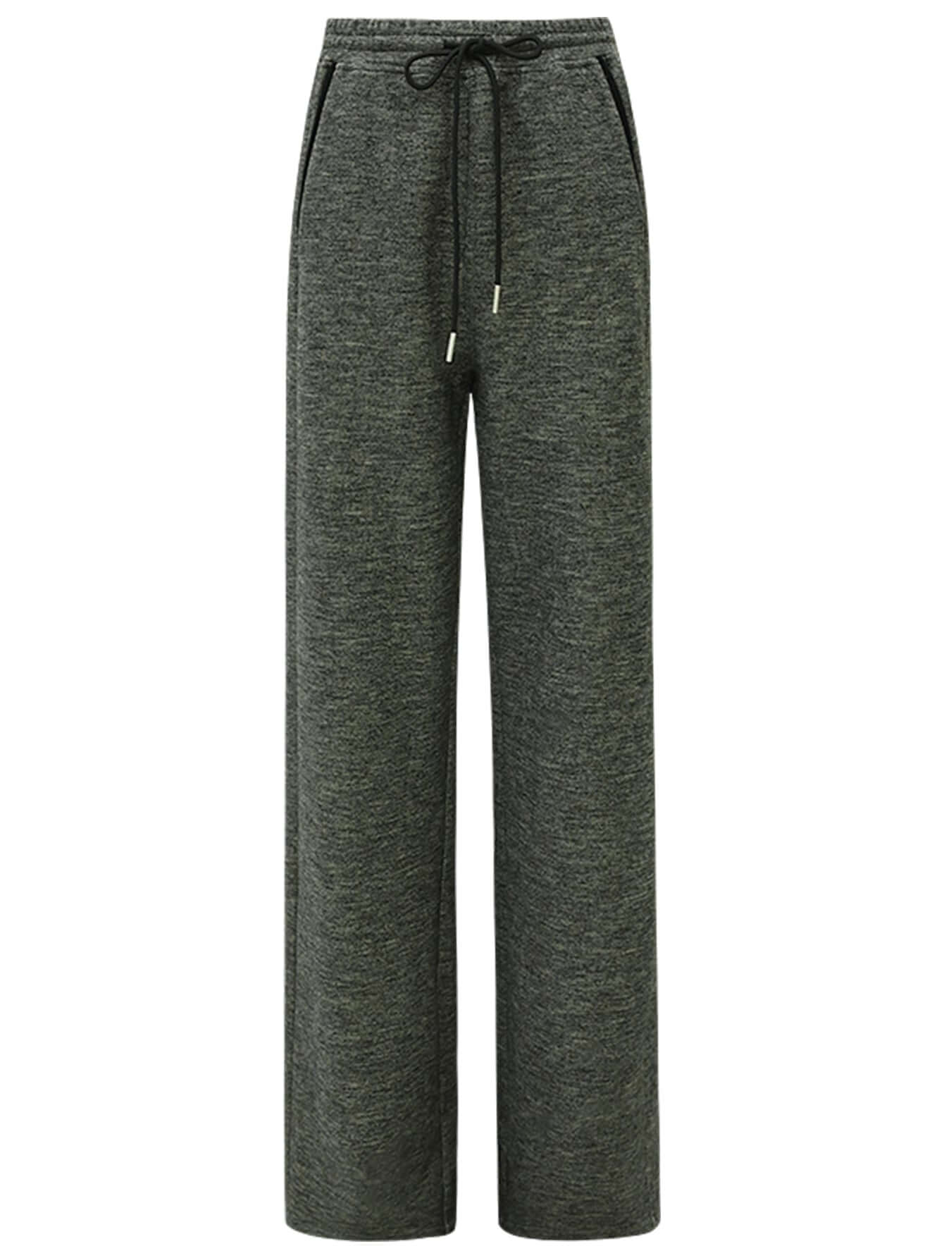 Casual Knitted Pants with Side Pockets in Charcoal-3