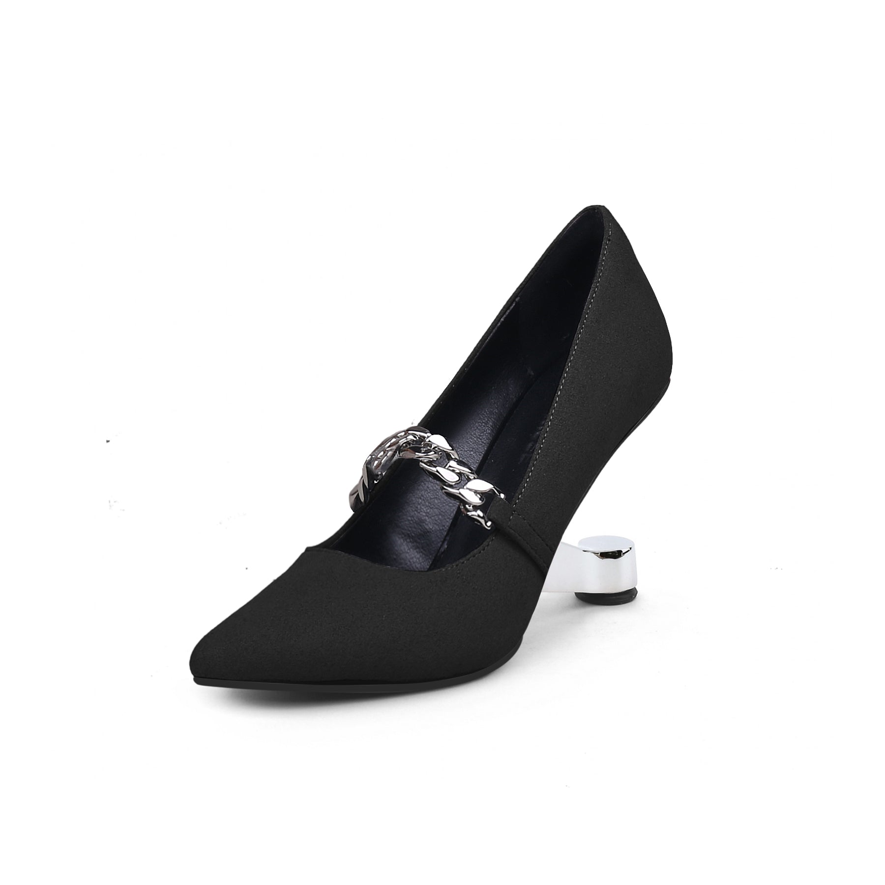 Chain Strap Suede Pumps-1