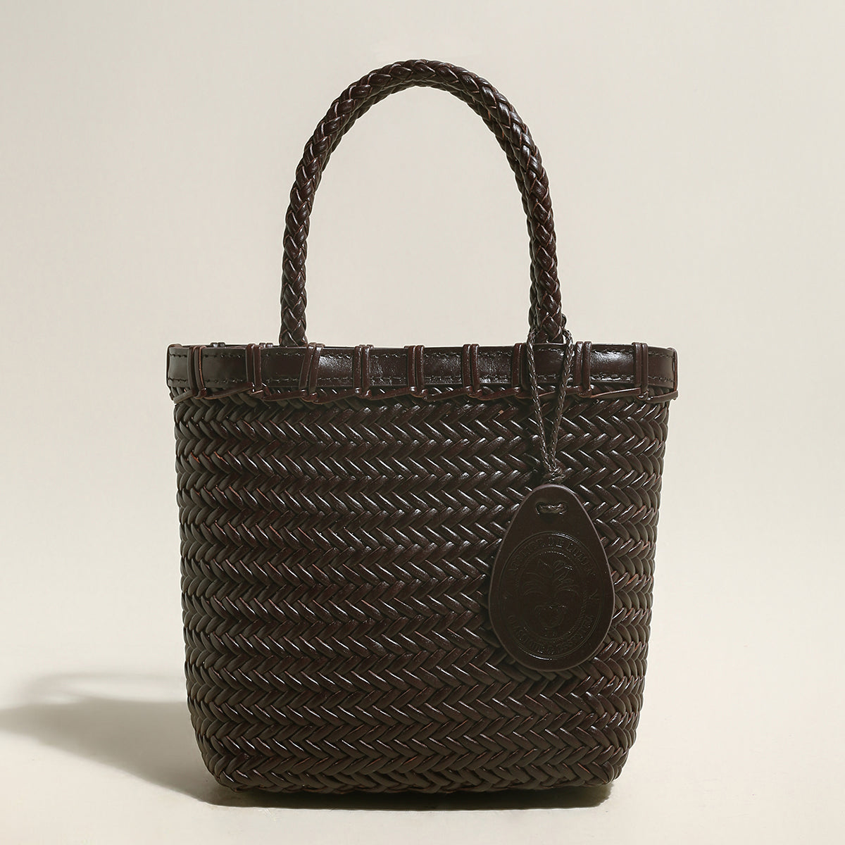 Chocolate Organic Reed Woven Basket Bag-0
