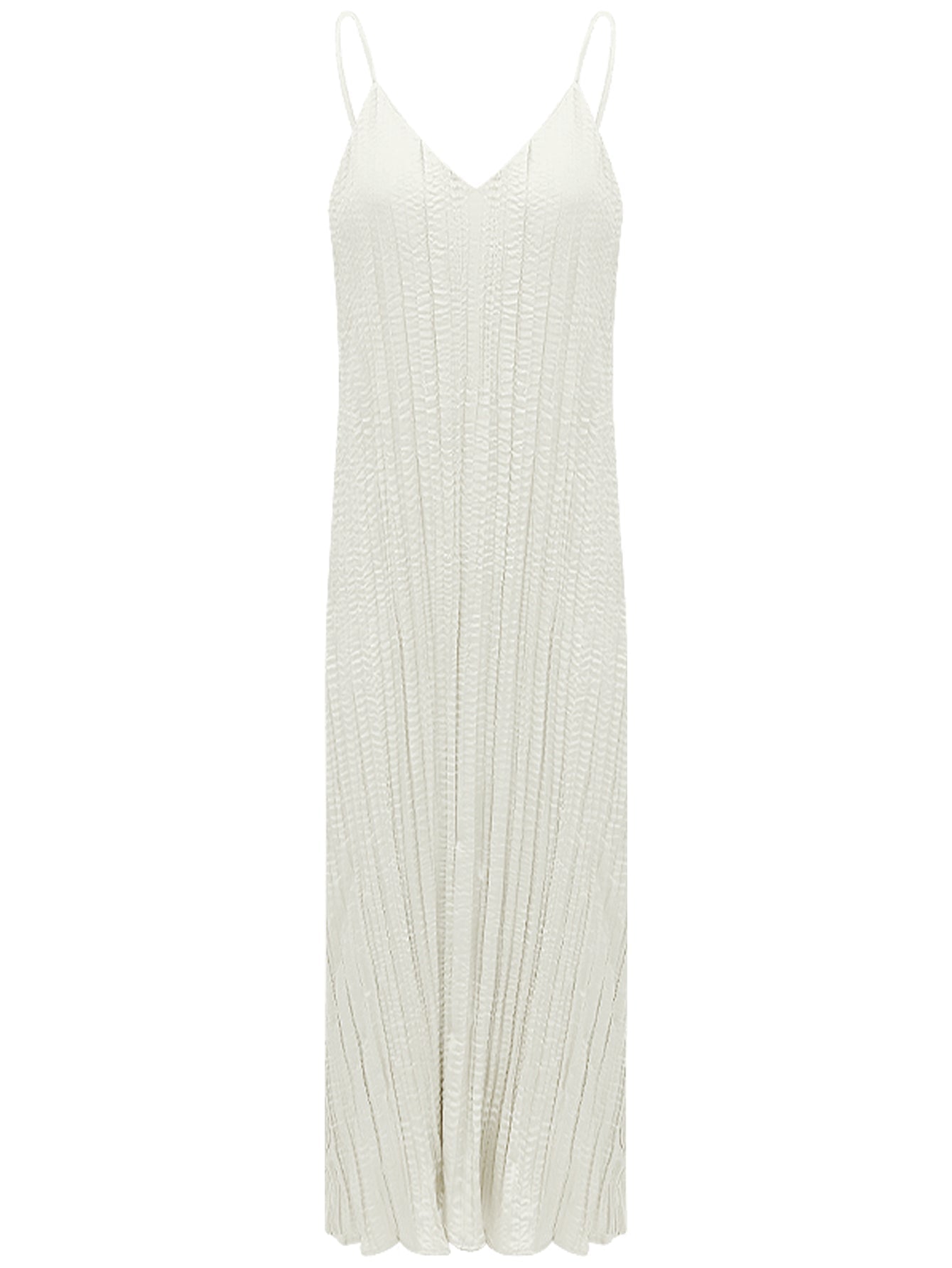 Chrevron Knitted Ivory French Slip Dress-3