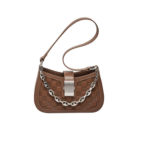 Christina Woven Leather Chained Shoulder Bag-0