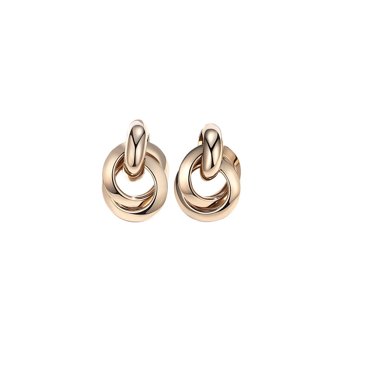 Circle Loop Pendant Gold Earrings-0