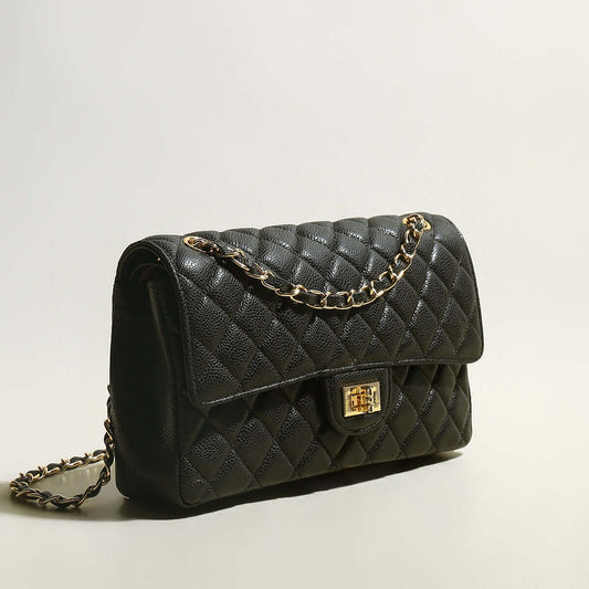 Classic Black Quilted Flap Shoulder Bag-1