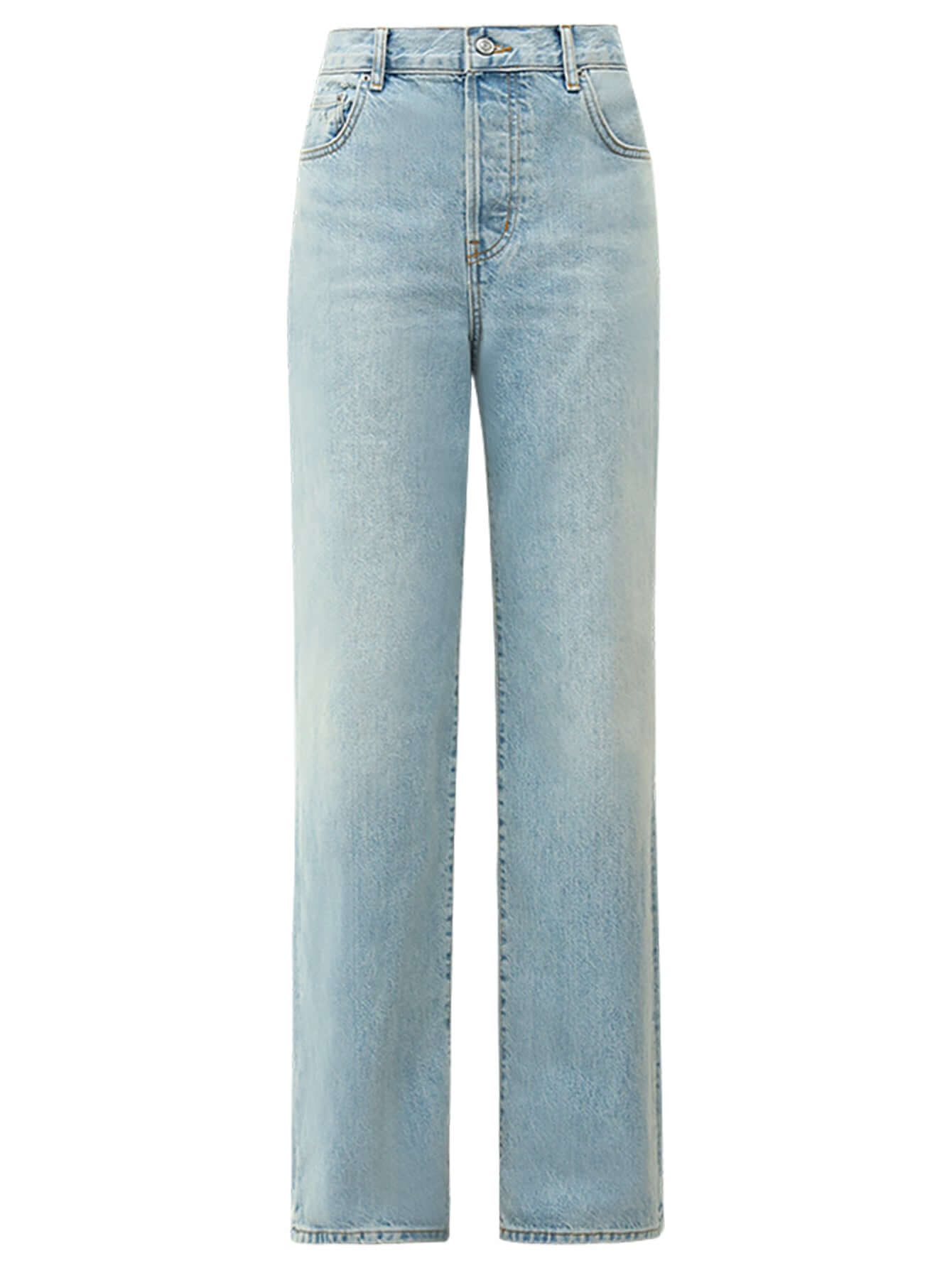 Classic Bleached Low Waist Straight-leg Blue Jeans-3