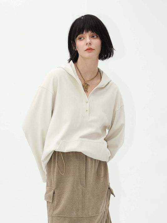 Classic Hooded Sweater with Gold Buttons-1