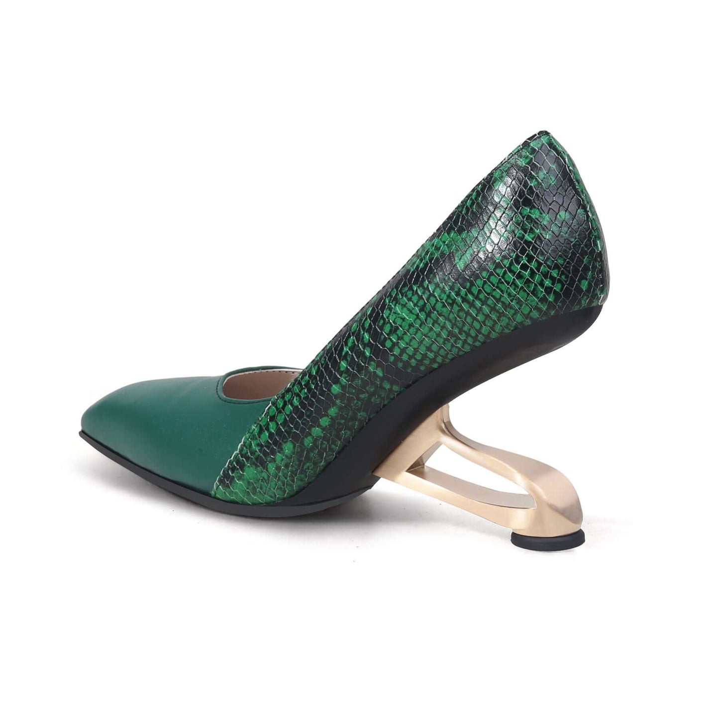 Color Block Faux Snake Skin Pumps-3