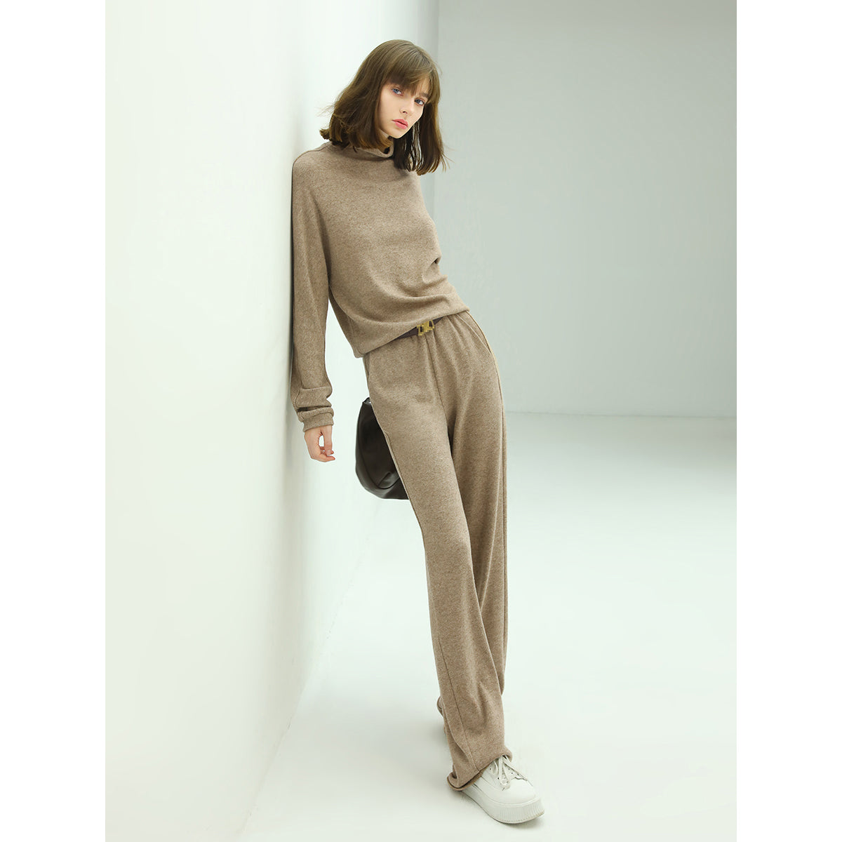 Comfortable Pull-On Lounge Pants Tan-2