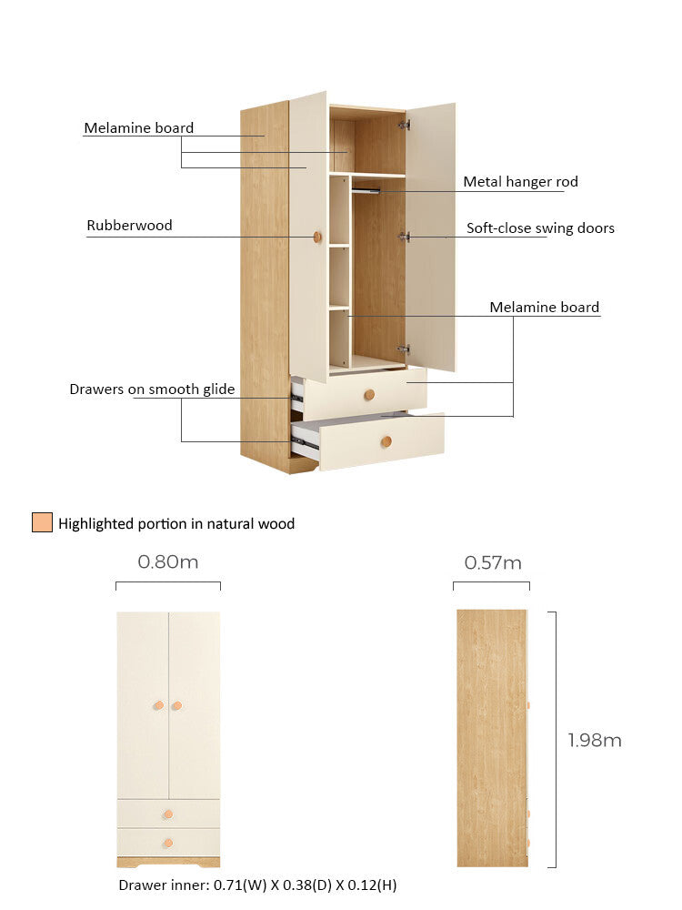 Contemporary Double Door Kids Wardrobe-4